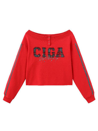 하나의 어깨 슬래시 다중 스웨트 셔츠 [S0000011427]