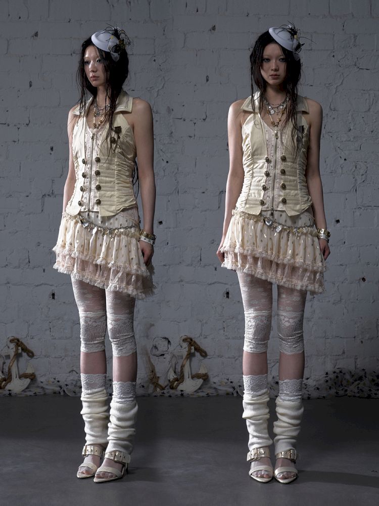 Slimming faux two-piece vest halter top【s0000012798】