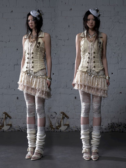 Slimming faux two-piece vest halter top【s0000012798】