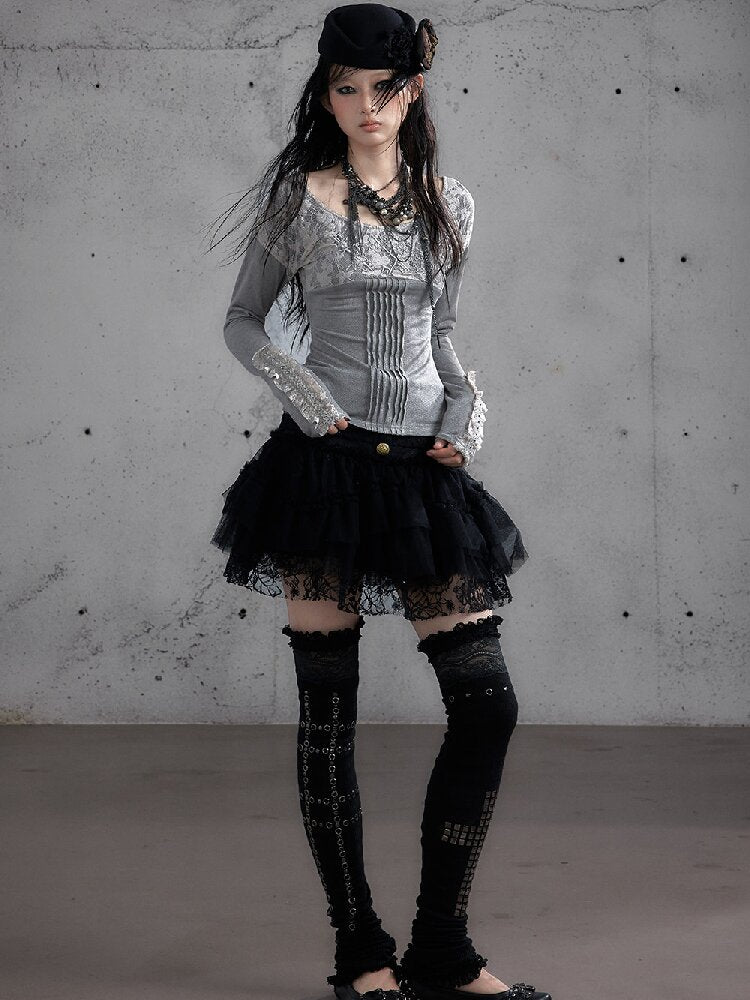 Vintage Layered Mesh Puffy Skirt【s0000019151】