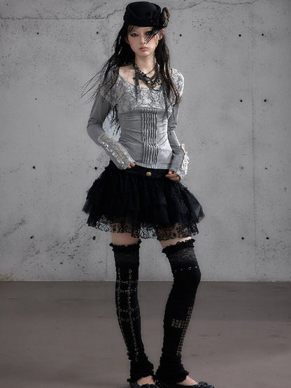 Vintage Layered Mesh Puffy Skirt【s0000019151】
