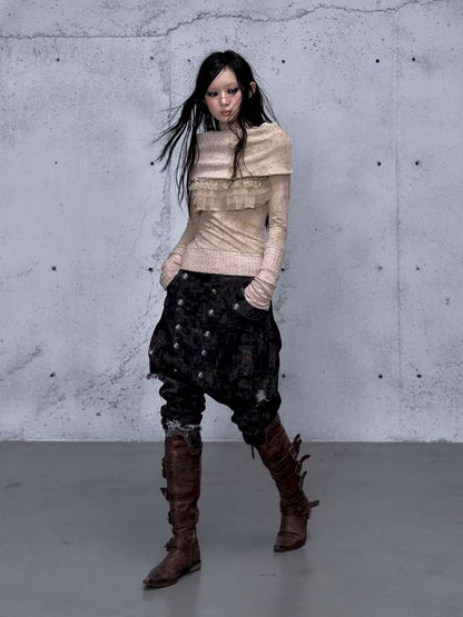 Vintage Punk Scarf Wool Knit Layer【s0000014923】