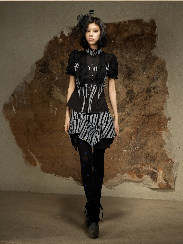 Court Style Dark Punk Puff Shirt【s0000016888】