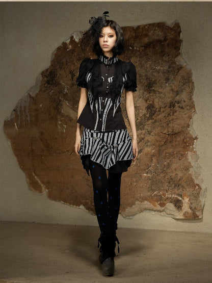 Court Style Dark Punk Puff Shirt【s0000016888】