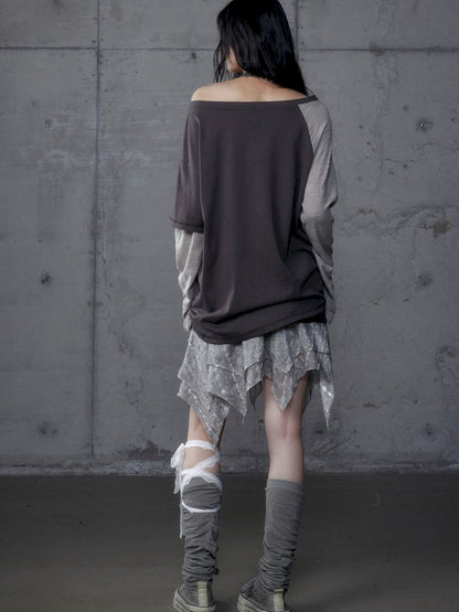 One-shoulder long-sleeved T-shirt【s0000013468】