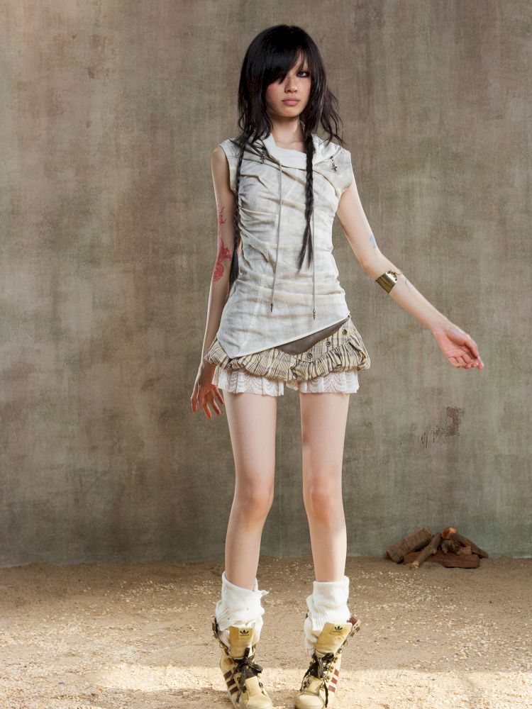 Irregular Pleated Multi-Wear Vest【s0000012658】