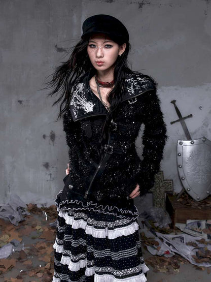 Leather Print Collared Coat【s0000014468】