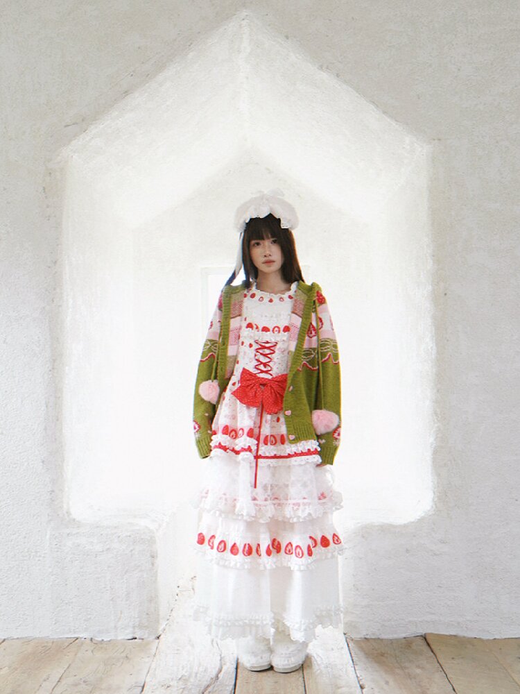Strawberry Matcha Fair Isle Cardigan【s0000018535】