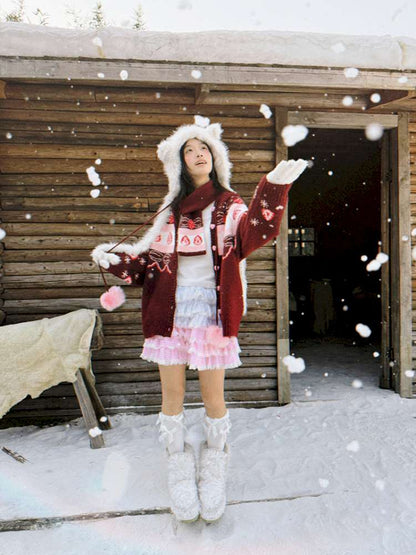 Strawberry Cake Fair Isle Knit Cardigan【s0000014944】