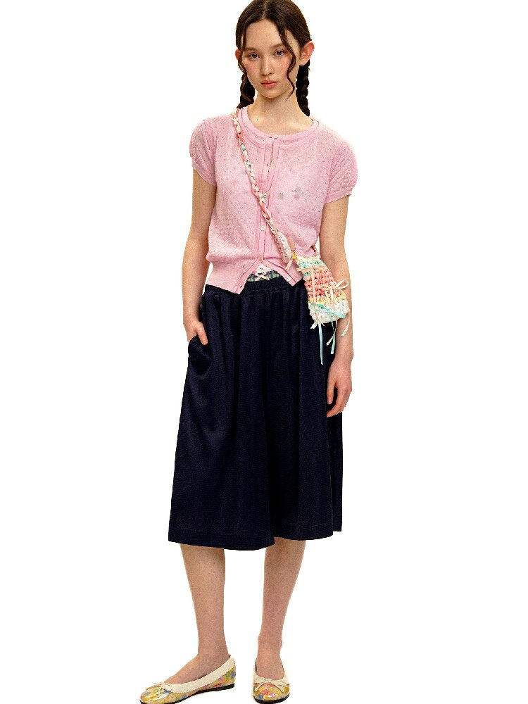 Breathable Lace Knit Top Skirt Set【s0000017442】