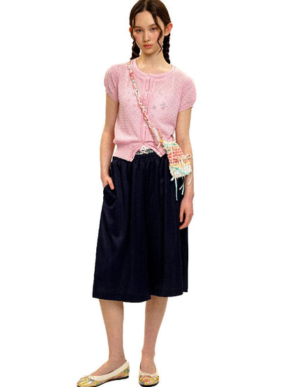 Breathable Lace Knit Top Skirt Set【s0000017442】