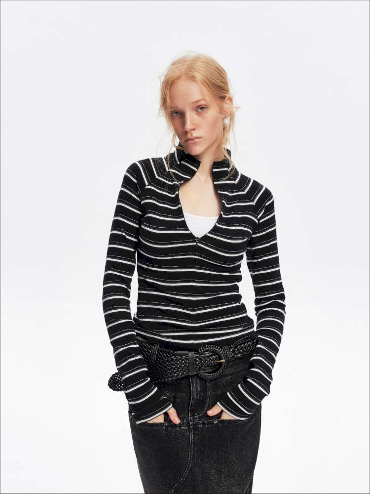 Vintage Striped Slim Knit Top【s0000015059】