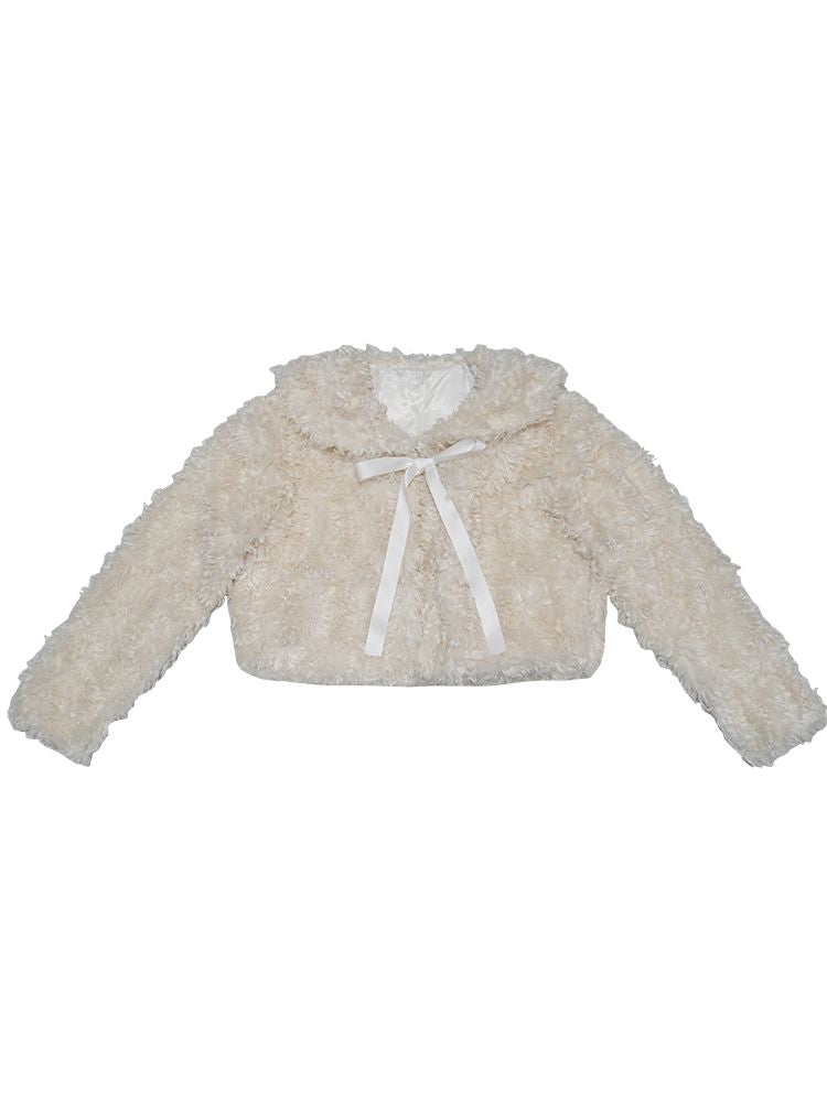 Bow Short Plush Jacket [S0000010885]