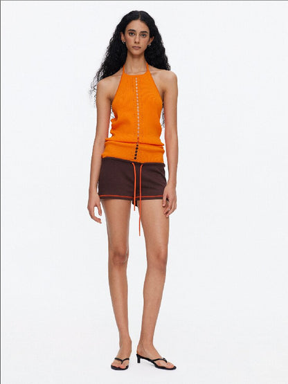 Lyocell Lace Up Halterneck Knit【s0000015929】