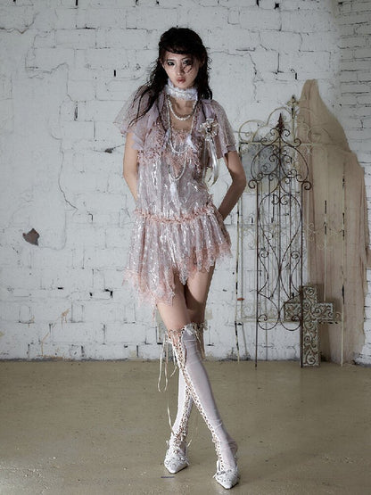 Vintage Court Chiffon Lace Cover-Up【s0000017244】