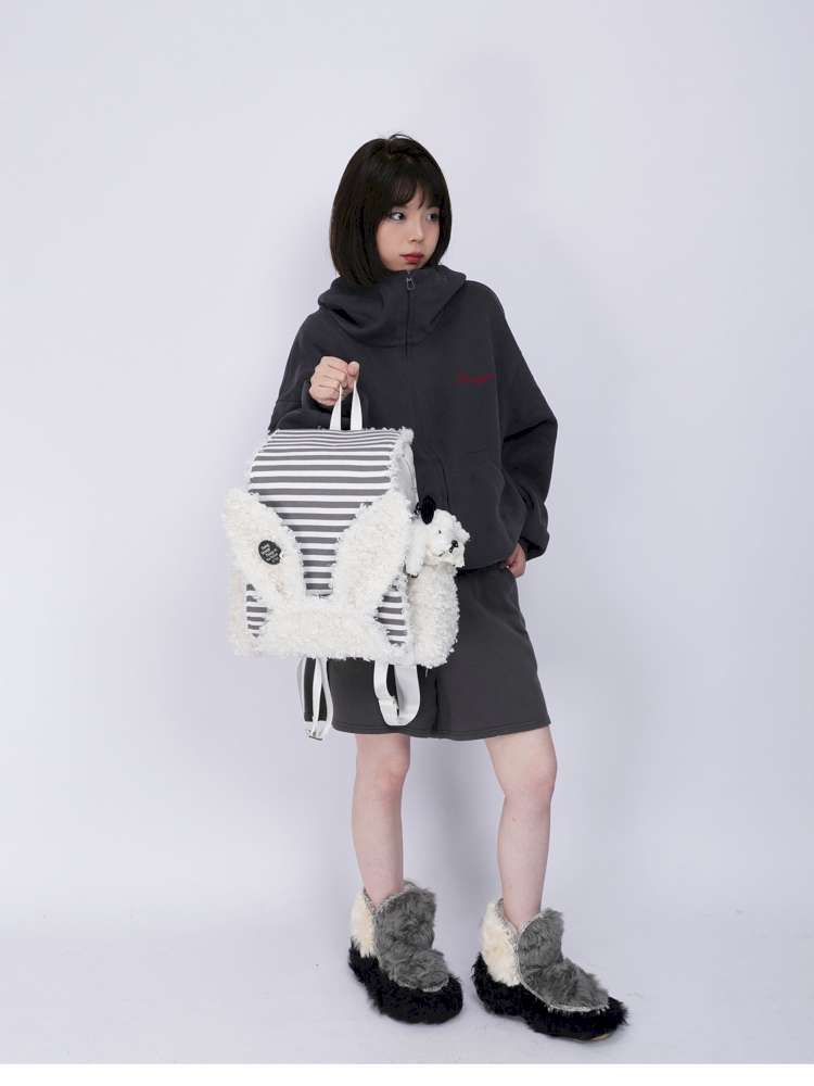 Rabbit Ears Fur Computer School Bag【s0000014615】