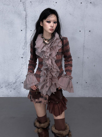 Ruffled Chiffon Flared Cardigan【s0000015548】