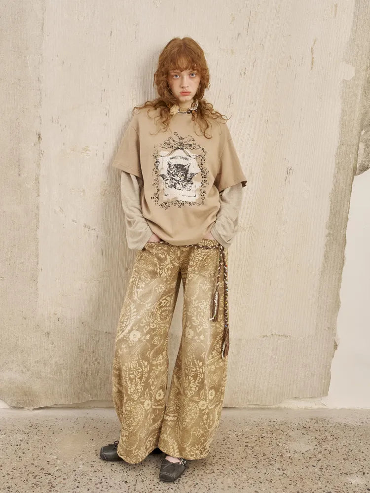 Oversized Faux Two-Piece Long-Sleeve T-Shirt【s0000014047】