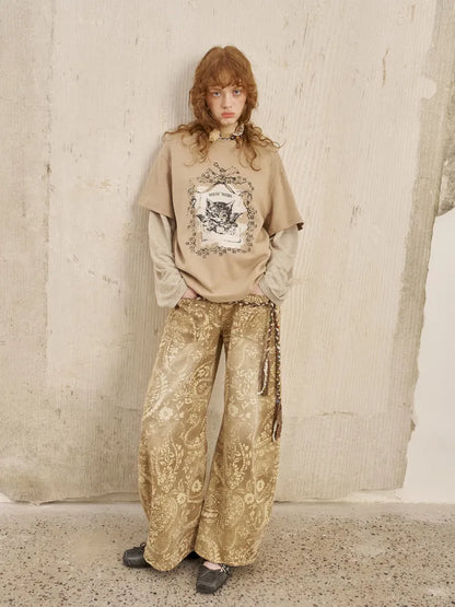 Oversized Faux Two-Piece Long-Sleeve T-Shirt【s0000014047】