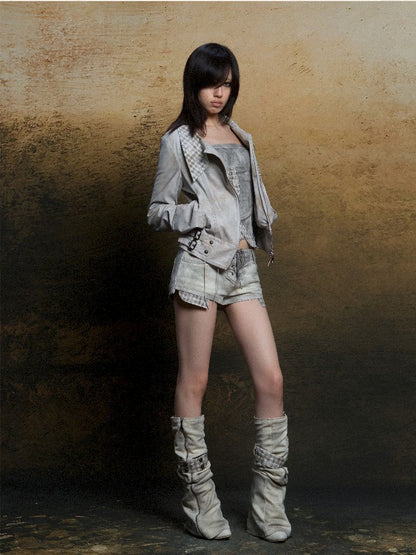 낮은 허리 반바지 2 개 레깅스 [S000011805]