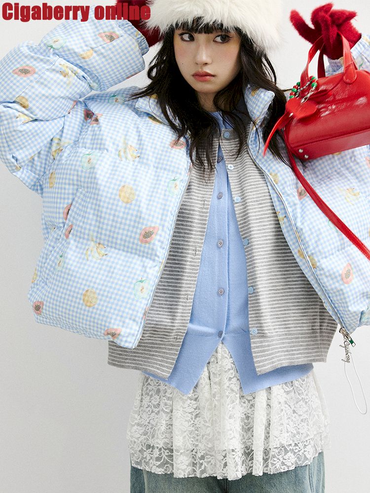 레트로 프린트 코튼 짧은 코트 [S0000011428]