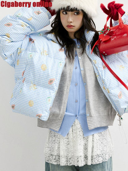 레트로 프린트 코튼 짧은 코트 [S0000011428]