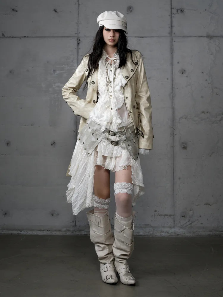 Asymmetrical multi-layer lace skirt【s0000013955】