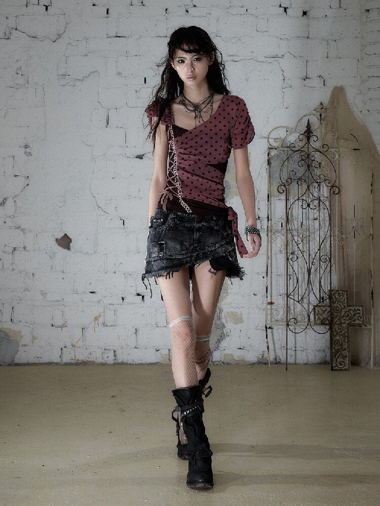 Y2k Retro Asymmetrical Strap T-Shirt【s0000017237】