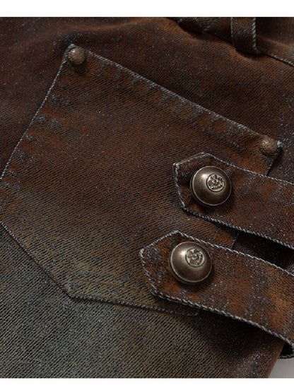 Distressed Pleated Low Rise Jeans【s0000019152】