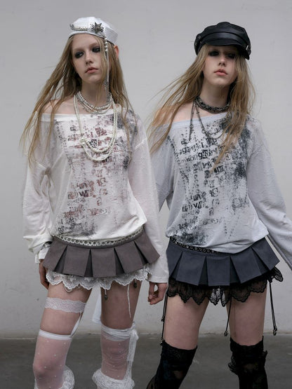 One-shoulder long-sleeved T-shirt【s0000012613】