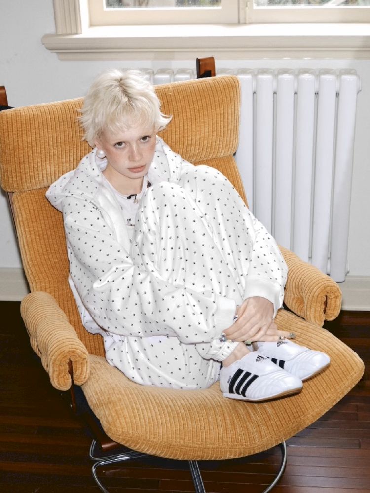Cat's Paw Long Short Polka Dot Hooded Cardigan Sweatshirt Sweatpants Set【s0000011566】