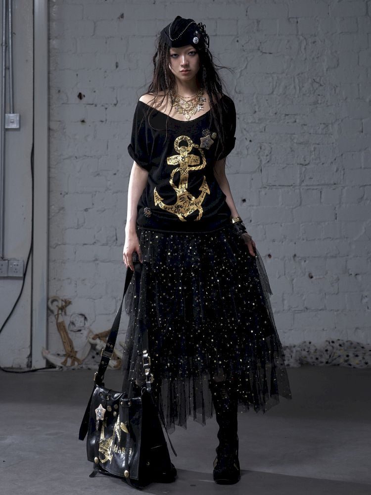 Large neckline loose-fitting T-shirt【s0000012799】