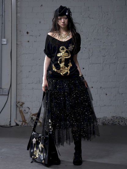 Large neckline loose-fitting T-shirt【s0000012799】