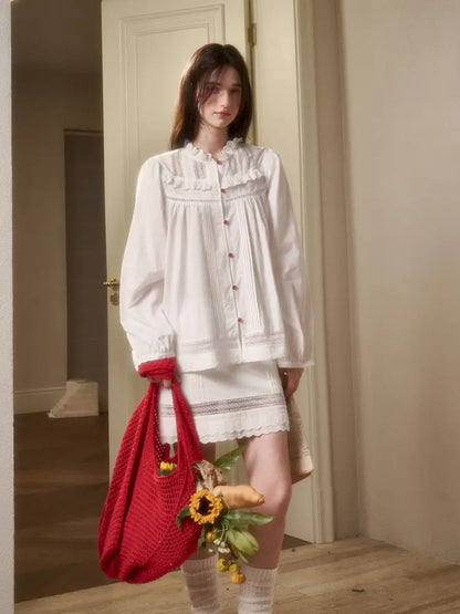 Natural Cotton Shirt Skirt Set【s0000014330】