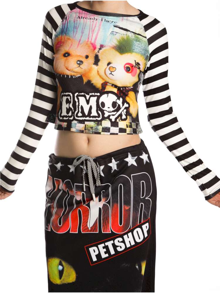 Sweet Cool Y2K Subculture Print Short Top【s0000014907】