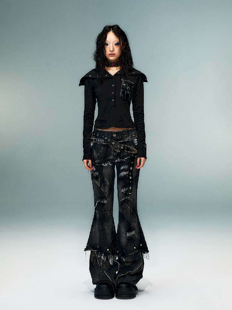 슬림 니트 긴 소매 바닥 셔츠 [S0000011480]