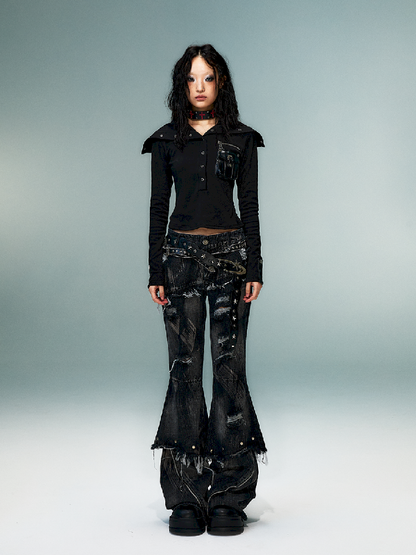 슬림 니트 긴 소매 바닥 셔츠 [S0000011480]