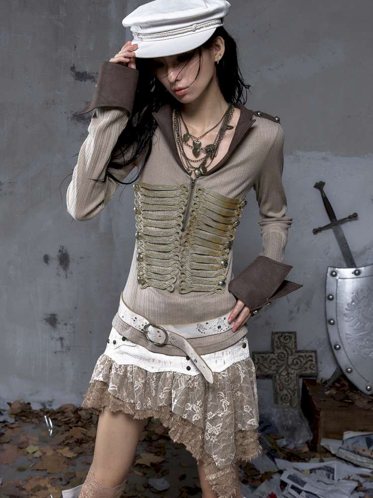 Vintage Punk Knight Slim Fit Shirt【s0000014652】