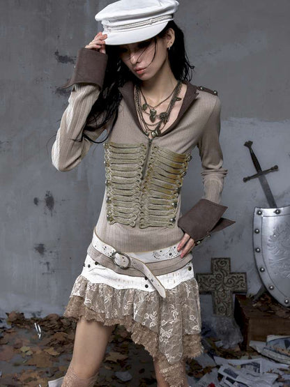 Vintage Punk Knight Slim Fit Shirt【s0000014652】