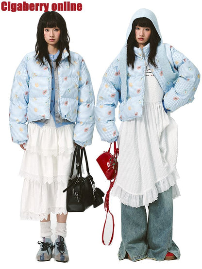 레트로 프린트 코튼 짧은 코트 [S0000011428]