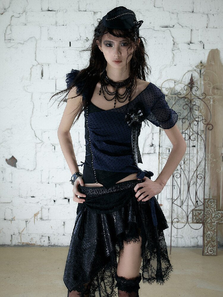 Y2k Retro Asymmetrical Strap T-Shirt【s0000017237】