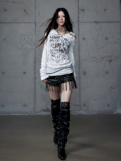 Backless Hooded Long Sleeve Bottom Top【s0000013469】