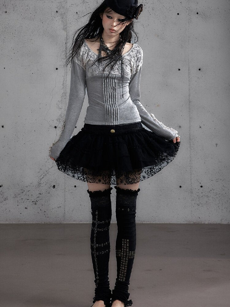 Vintage Layered Mesh Puffy Skirt【s0000019151】