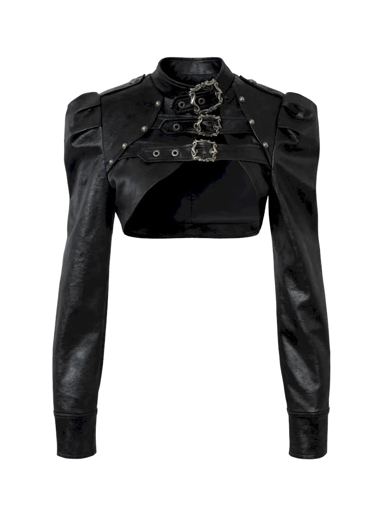Stand Collar Ultra-Short Leather Jacket【s0000013950】
