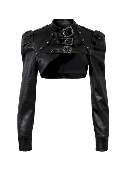 Stand Collar Ultra-Short Leather Jacket【s0000013950】