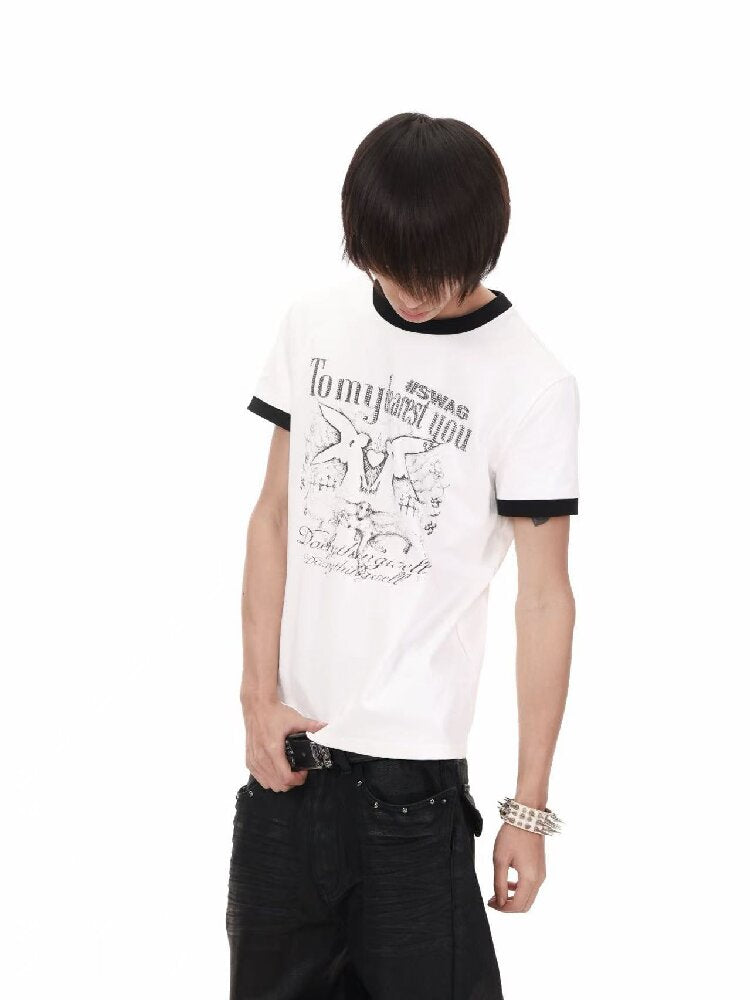 Contrast Patchwork Crew T-Shirt【s0000018214】