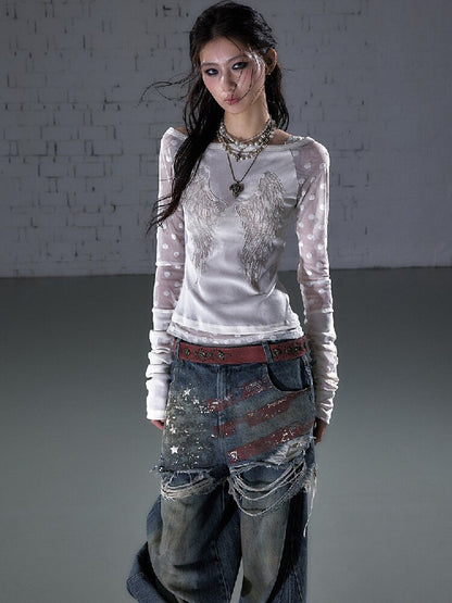 Baroque Wings Embroidered Slim Shirt【s0000015939】