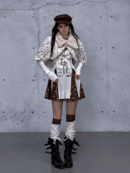 Vintage Baroque Velvet Check Dress【s0000014935】