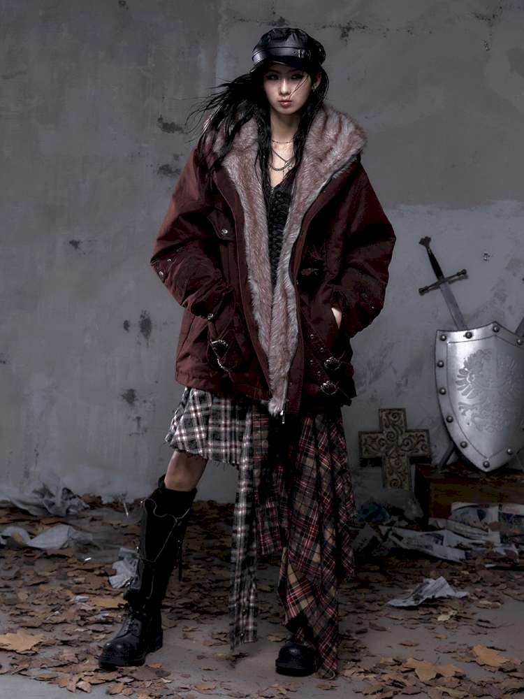 Mid-Length Fleece-Lined Cotton Jacket【s0000014475】