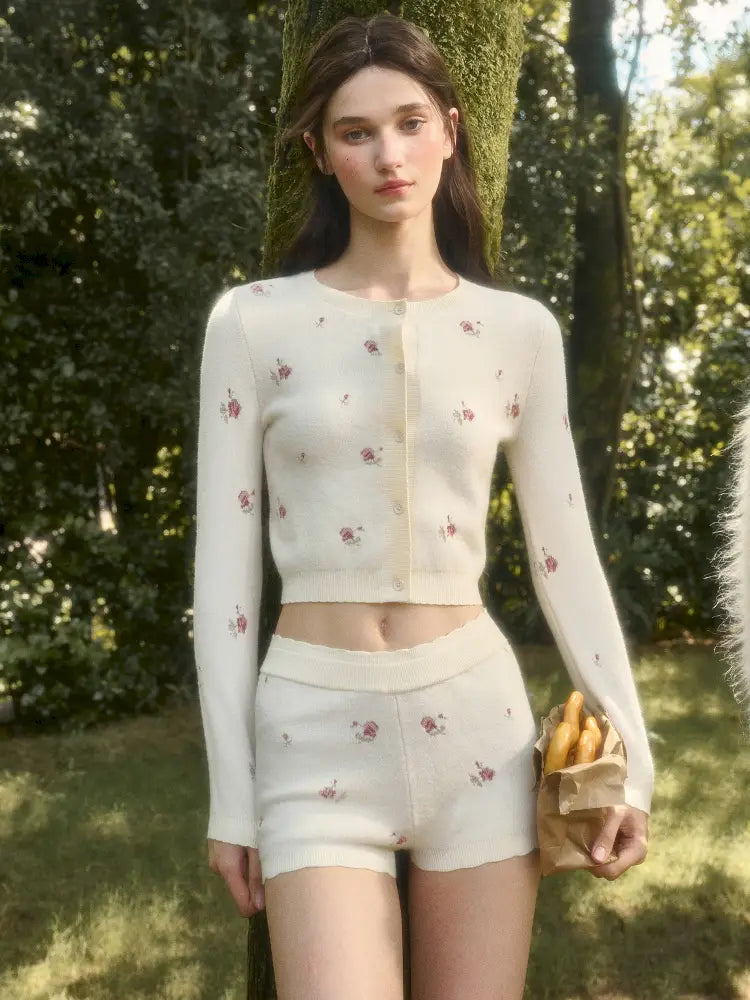 Floral Print “Mix & Match” Sweet Floral Knit Top【s0000014324】